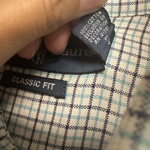 VINTAGE Polo Ralph Lauren Blue White Black Plaid Shirt Size Large Classic‎ Fit - Picture 5 of 7